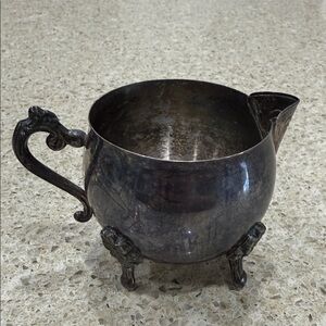 Vintage Silver Creamer with Ornate Handle